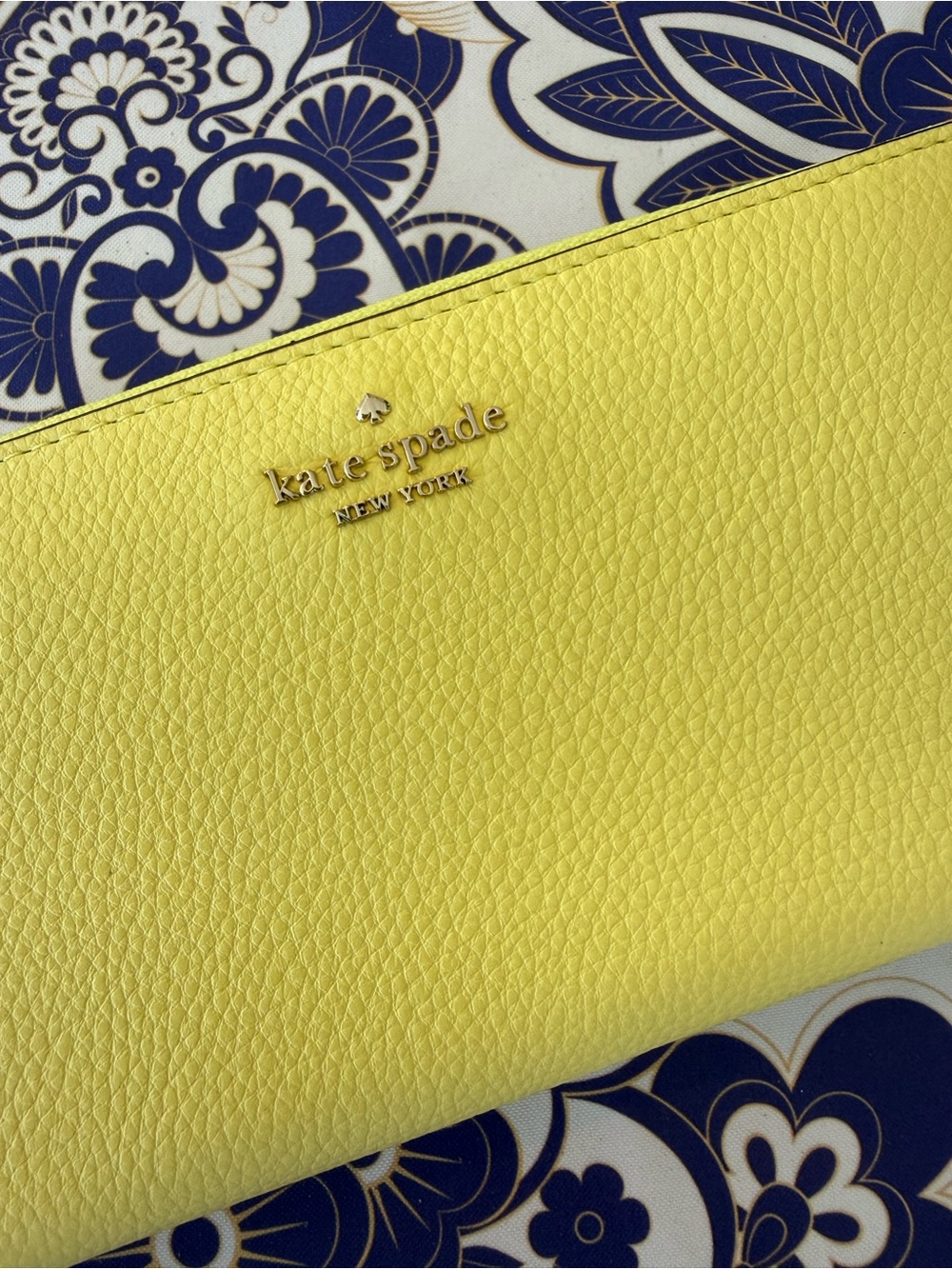 kate spade Two-Tone lemon yellow limelight zip large continental Jackson wallet